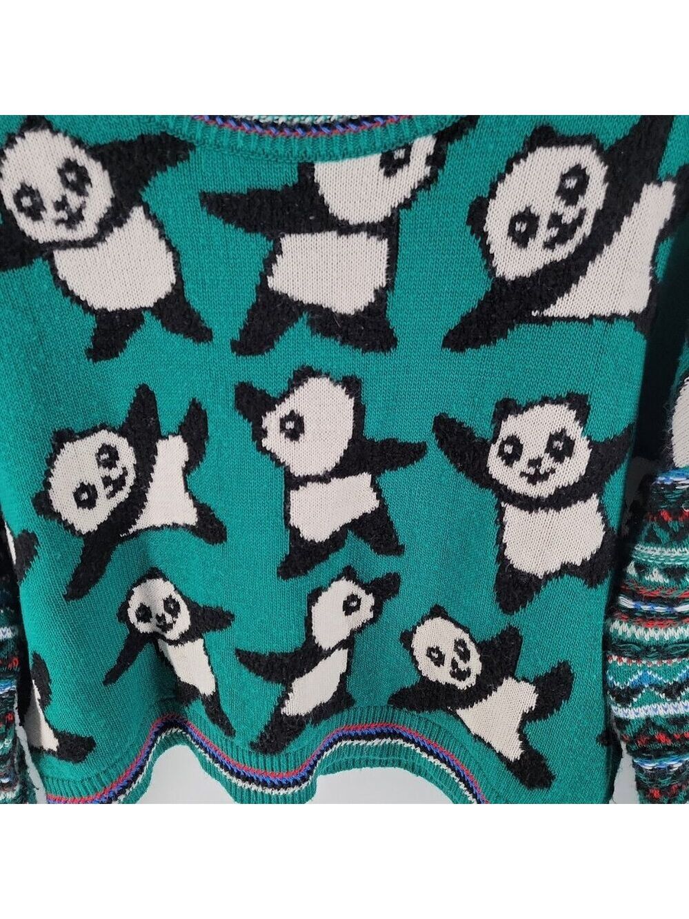 Coincidence & Chance Panda Sweater Boxy Cropped Novelty Knit Medium - Picture 4 of 11